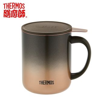 膳魔师（THERMOS）  茶漏把手杯400ml日暮金不锈钢保温马克杯办公把手杯泡茶简约带茶漏咖啡杯TEMC-400