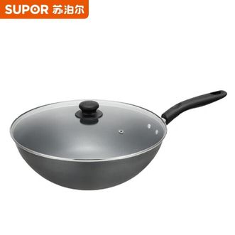 苏泊尔（SUPOR）  双重炽炼臻铁蜂窝34CM铁锅 无涂层不锈家用爆炒中式炒菜锅