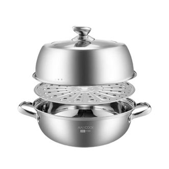 MAXCOOK  304不锈钢蒸锅 一锅多用 加深锅盖 不挑炉灶单层汤蒸锅 大口径加厚复底MCZ7164 36cm