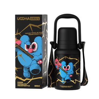 UOOHA Littles  保温悠悠桶 800ml保温杯 大容量水杯 黑色荆棘 黑 UBW21-E