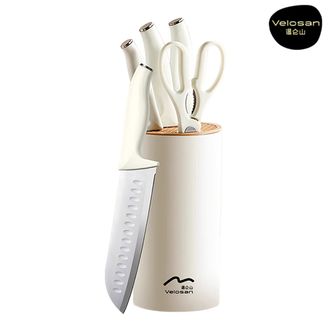 velosan  月光石系列刀具五件套 抗菌刀具套装 切片刀 厨师刀 水果刀 剪刀 刀座