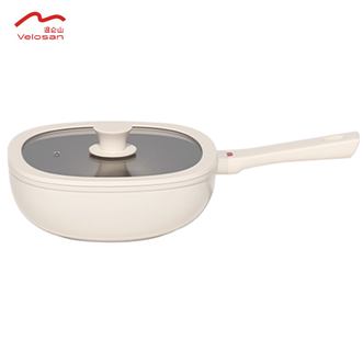 温仑山  钛陶不粘小方锅24cm 家用炒菜锅煎牛排煎蛋锅煎炒两用锅不粘锅加厚复底