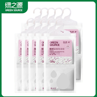 绿之源  可挂式除湿袋大容量衣柜宿舍除湿剂干燥剂吸湿包 挂式留香除湿袋（玫瑰香）  250g*10包