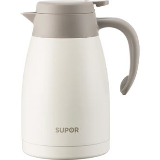 苏泊尔/Supor  保温壶家用大容量水壶不锈钢真空保温瓶热水壶暖壶开水瓶 【304不锈钢】 1.5L 燕麦白