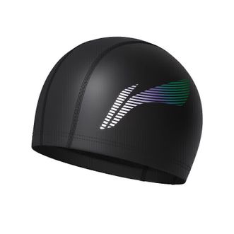 李宁（LI-NING）  泳帽男女简约游泳帽 PU涂层长发防水泳帽 护耳舒适不勒头LNMT619