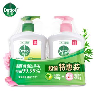 滴露/Dettol  健康抑菌洗手液滋润倍护450g+经典松木450g 有效抑菌99.9%呵护肌肤