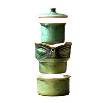 万仟堂旅行茶具陶瓷高档便携茶具1壶2杯1便携包三星堆联名快客杯