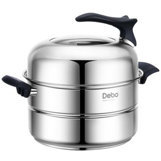 德铂（Debo）蒸锅二层304不锈钢汤锅蒸笼电磁炉通用28cm DEP-DS01
