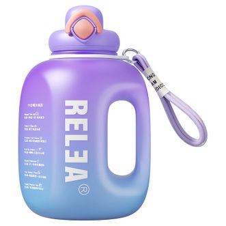 物生物（RELEA）曼彩太空杯吨杯吨桶大容量塑料杯户外健身运动水壶男女水杯2500ML夏日绚紫JV012169-2500-ZS