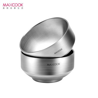 美厨（MAXCOOK）  加厚304不锈钢碗2只装13cm双层防烫隔热碗 韩式米饭汤碗小碗MC-WA-615