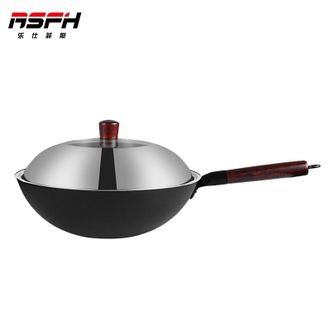 乐仕菲斯（RSFH）  炒锅32cm 黑钻炒锅 家用氮化铁锅无涂层可视 燃气煤气灶电磁炉明火通用RS-ZY3211(组合盖）