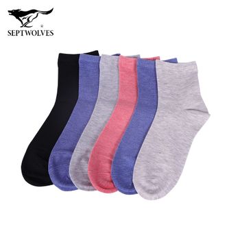 七匹狼/Septwolves  女士抗菌中筒袜  防臭休闲袜 夏季透气薄款运动袜 亲肤柔软 六双均码