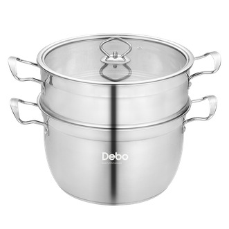 Debo  贝勒堡双层蒸锅不锈钢二层蒸锅燃气电磁炉通用双层 26cm  DEP-DS57