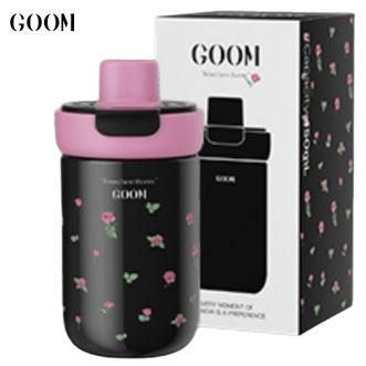   福叠系列保温杯450mL 高颜值不锈钢保温杯便携咖啡杯吸管杯 暗夜玫瑰款