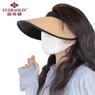 俞兆林（YUZHAOLIN）  遮阳防晒草编空顶帽 YMZK026（送遮阳口罩）