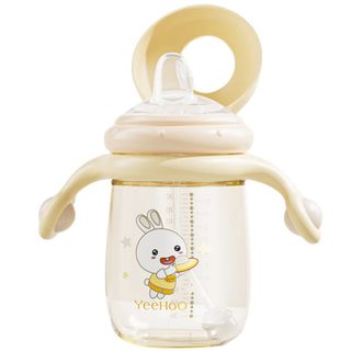 英氏（YEEHOO）  学饮杯婴儿水杯宝宝饮水杯鸭嘴杯喝水杯6个月以上小月龄 米白色【鸭嘴盖】 300ml