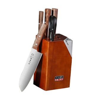 十八子作  玄影刀具七件套 厨房菜刀锋利切菜砍骨刀厨具 S2323