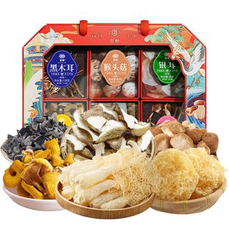 宫粮菌国天下440g礼盒黑木耳猴头菇竹荪银耳黄金菇牛肝菌