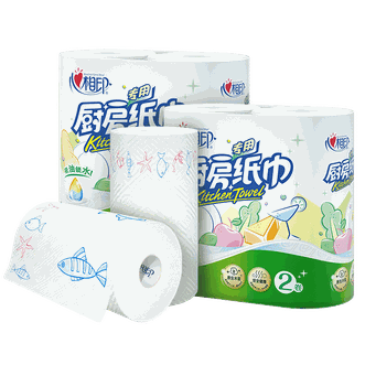 心相印厨房专用卷纸2提4卷厨房卷纸吸油纸吸水料理纸巾大尺寸