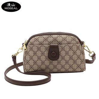 漫山/MOSEAL  单肩斜挎包女士小包包迷你贝壳包复古印花手机包 四叶花 MS-C5480-8