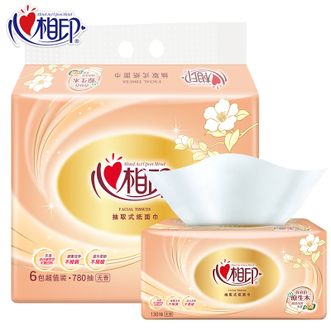 心相印抽纸 红悦系列 量贩家庭装 软抽3层*130抽*6包/提