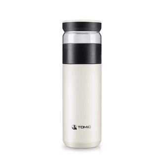 特美刻（TOMIC）茶水分离保温杯陶瓷内胆（黑色盖子+白色杯身）520ML