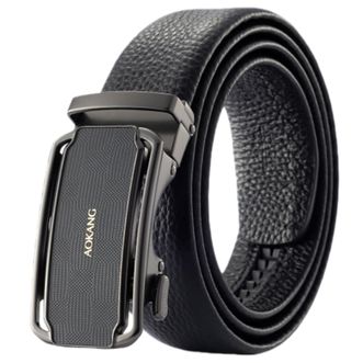 奥康（Aokang）  皮带 男士真皮自动扣头层牛皮商务腰带黑色1247116303