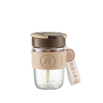 物生物（RELEA）  咖啡杯吸管杯高硼硅茶杯 星语咖啡便携玻璃杯360ML 醇厚咖
