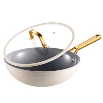 炊大皇（COOKER KING）  炒锅不粘锅易洁少油烟平底锅白色煎炒锅30cm磁炉通用西厨XC30CG