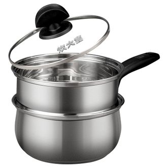 炊大皇（COOKER KING）  304不锈钢奶锅+蒸屉 18cm宝宝煮牛奶热奶锅泡面锅