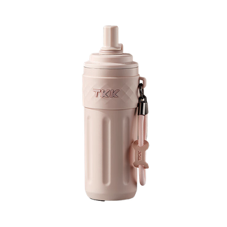 TKK  律动吸管保温杯保温杯冰霸杯 陶瓷覆层内胆咖啡杯500ml 初春粉 TKK2034