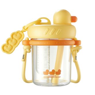 物生物（RELEA）  水杯tritan塑料杯女士500ml容量高颜值随手杯带茶隔学生儿童喝水杯JV012377-0500-YS嘎嘎黄