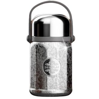 德博莱  莱钛晶钻石便携式真空焖保温杯烧壶学生饭盒罐750ml 银色  DBL-TMSB003