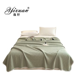 逸轩/yixuan  全棉三层纱空气提花夏凉被 纯色柔软家用宿舍午睡盖毯 雅韵-水果绿