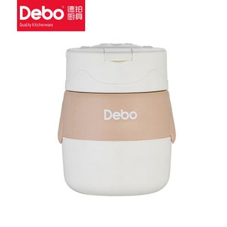 德铂（Debo）  露比不锈钢汤罐500ml 双层隔热防烫便携早餐杯汤杯带盖上班族餐盒汤罐 白色