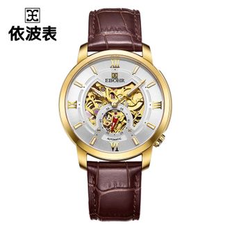依波表  大师系列 男士自动机械表 全镂空小秒盘皮带防水手表
