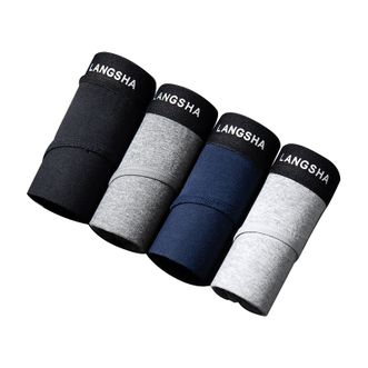 浪莎   男士弹力棉三角裤4条装