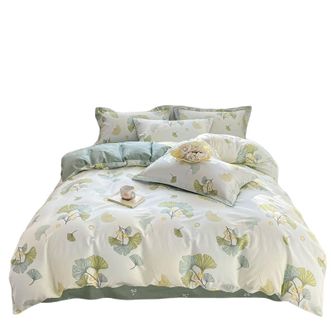 宜恋  【全棉四季被套】单人150×200cm 亲肤透气 奶油色系温柔满分 银杏叶