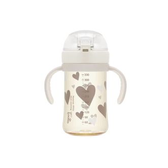 膳魔师（THERMOS）  儿童水杯330ml容量婴幼儿不易呛柔软带把手吸管夏杯PPSU材质FCPB-330 BR(LOVE)爱心