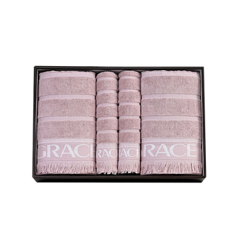 洁丽雅/Grace  商旅臻品-7 纯棉毛巾浴巾成人男女商务款2浴2面礼盒 2条毛巾2条浴巾 颜色随机发 ZSREJLY-ZP-MJ007