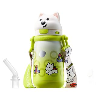 Bc Babycare  西高地成长保温杯儿童宝宝婴幼儿吸管直饮6个月以上家用水杯 背带款光电青-自带成长吸嘴 450ml
