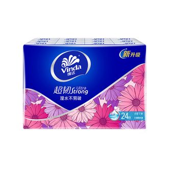 维达（Vinda）手帕纸 超韧4层7张24包 雏菊淡香 湿水不易破 纸巾加厚 V0083