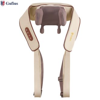 古菲斯（GUFIUS）  6D颈椎按摩器 恒温热敷颈部肩部夹揉按摩披肩 斜方肌仿人手揉捏背部腰部腹部腿部加热按摩器肩颈脖子颈部按摩仪GFPM-L01米色