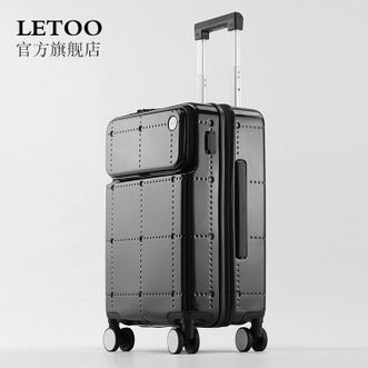 Letoo  前开口升级款 拉链拉杆箱男女同款行李箱商务旅行箱20寸 黑色