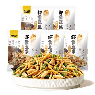 甘源  虾条豆果 鲜虾味285g*5袋（约110小包）虾香浓郁越嚼越香 家庭聚会分享优选