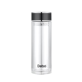 德铂（Debo）  朗格克玻璃杯  400ml  双层大容量茶杯加厚杯身密封防漏