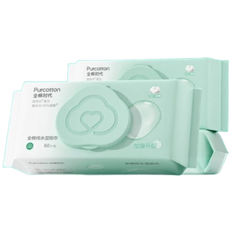全棉时代/PURCOTTON  纯水湿厕巾65gsm,190mmx150mm,60片/包，3包/袋