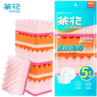 茶花（CHAHUA）  洗碗海绵 百洁布【4包20片装】厨房抹布去油污洗碗海绵擦B00001