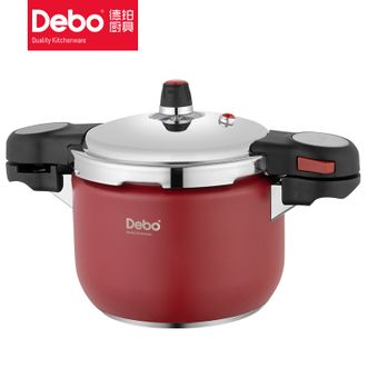 德铂（Debo）  罗德尔4L高压锅 304不锈钢家用大容量不粘压力锅炖蒸多功能高压锅 DEP-823红