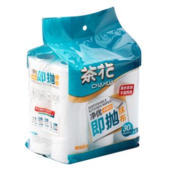 茶花  净优即抛抹布懒人抹布干湿两用（30片x6卷装）